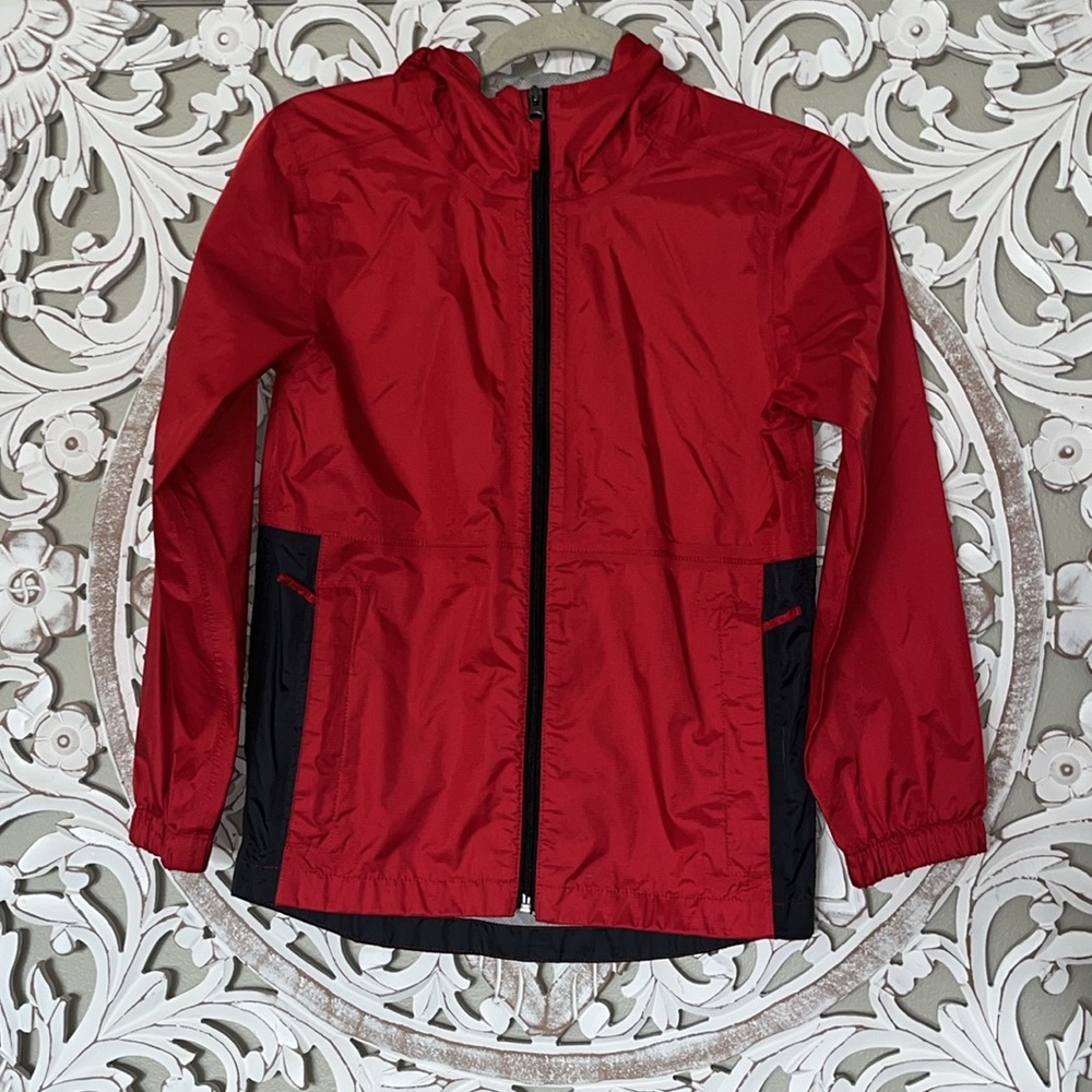 Rugged Exposure Red with Black Youth Water Proof Raincoat sz M 10-12 EUC